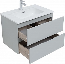 Aquanet Мебель для ванной Алвита New 70 2 ящика подвесная серая матовая – фотография-8